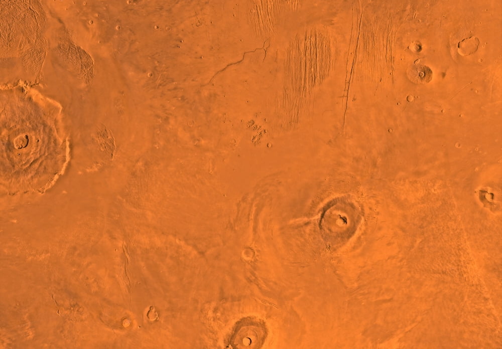 Tharsis region of Mars Canvas Art - Stocktrek Images (34 x 24)