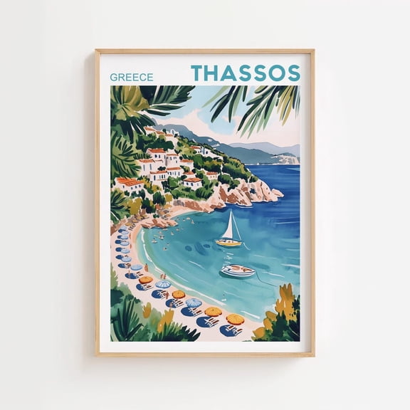 Thassos Print, Greece Wall Art, Thassos Island Poster, Travel Wall Art, Greek Art, Thassos Greece Poster, Thassos Coastal Art, Greek, Size 8x12 UNFFRAMED F03.1.8l2285