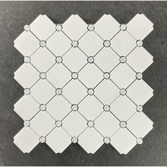 Thassos White with Blue Celeste Marble Wall and Floor Tile - 10 Sheets