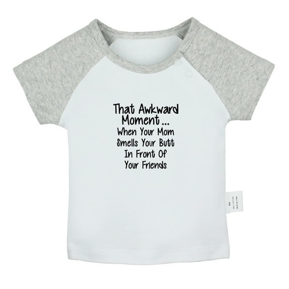 That Awkward Moment Funny T shirt For Baby, Newborn Babies T-shirts, Infant Tops, 0-24M Kids Graphic Tees Clothing (Short Gray Raglan T-shirt, 12-18 Months)