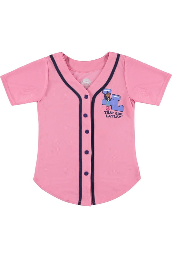 That Girl Lay Lay Baseball Jersey T-Shirt- Little and Big Girl Sizes 4-16, Pink, 4-5