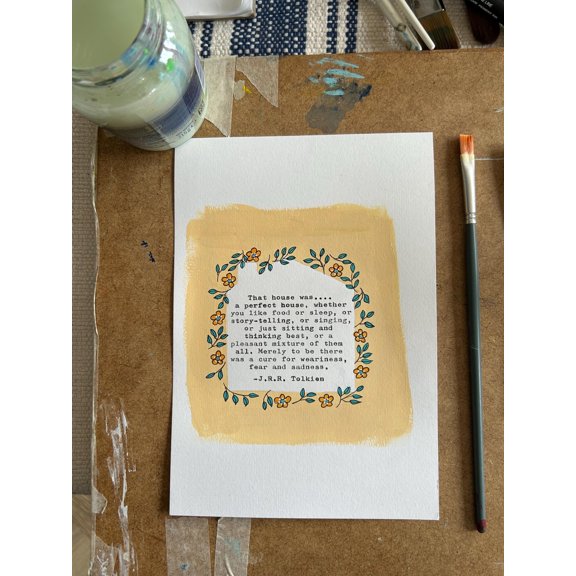 That House Was A Perfect House ...Hand Panted Floral House Illustration With House Quote By J.R.R Tolkien