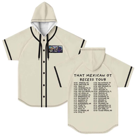 That Mexican OT Recess Tour 2025 Merch Hooded Baseball Jersey Short Sleeve Shirt Women Men Crewneck Tee