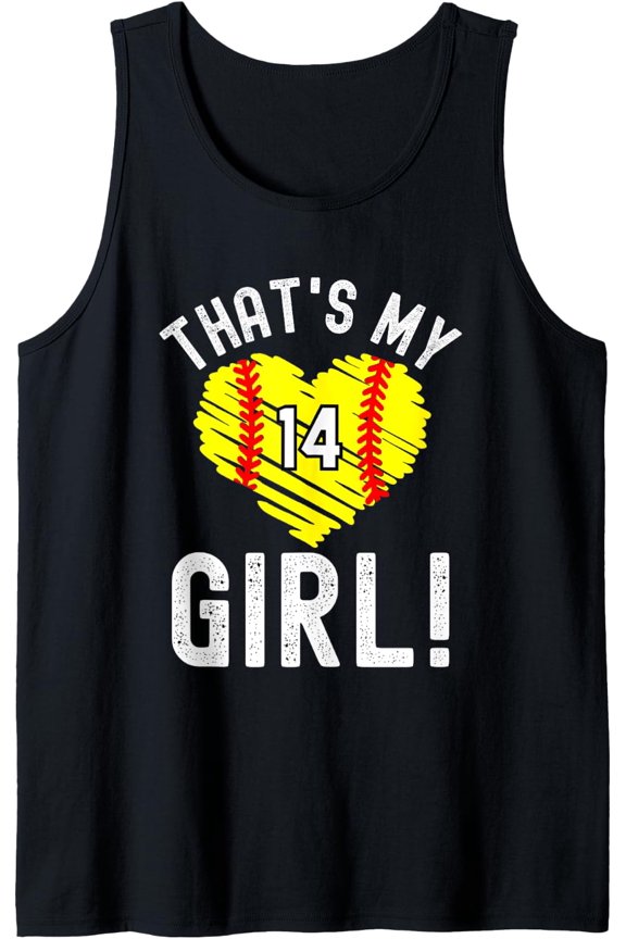 That'S My Girl Number #14 Heart Softball Tank Top Size S-3XL