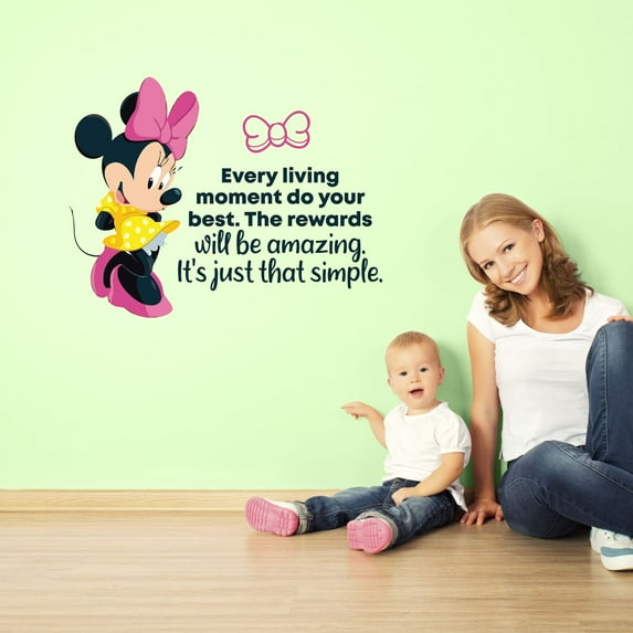 That Simple Minnie Mouse Life Quote Cartoon Quotes Decors Wall Sticker Art Design Decal for Girls Boys Kids Room Bedroom Nursery Kindergarten Home Decor Stickers Wall Art Vinyl Decoration (27x30 inch)