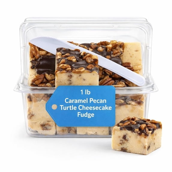 Caramel Pecan Turtle Cheesecake Fudge, 1 lb Gourmet Candy Gift Box