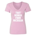 thumbnail image 1 of That Woman from Michigan Womens V-Neck T-Shirt, 1 of 3