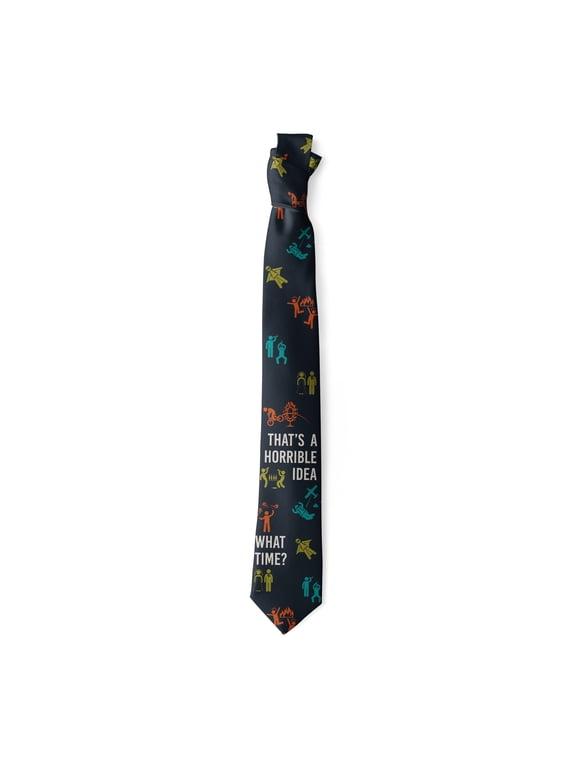 That's A Horrible Idea What Time Necktie Funny Neckties for Men Sarcastic Tie Novelty Ties for Men