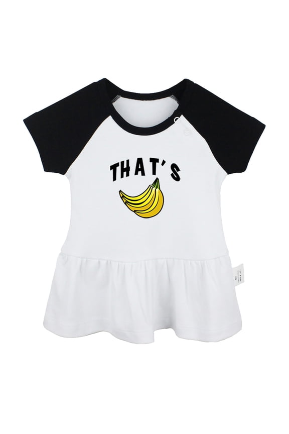 That's Bananas Funny Dresses For Baby, Newborn Babies Skirts, Infant Princess Dress, 0-24M Kids Graphic Clothes (Black Raglan Dresses, 0-6 Months)