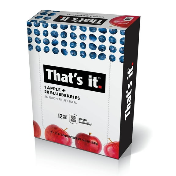 That's It, Fruit Bar Apple + Blueberry, 12 Ct