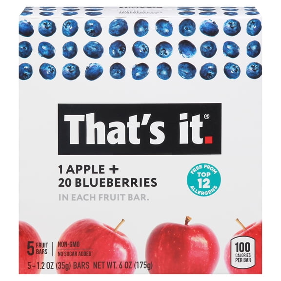 That's It Fruit Bar - Apple and Blueberry - 1.2 oz, Case of 12