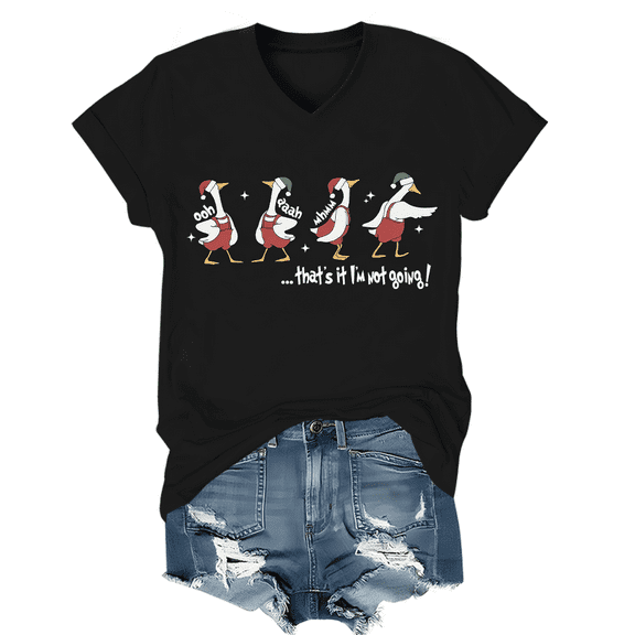 That's It L'm Not Going Shirt V Neck Funny Christmas Goose Graphic Tees For Women Men