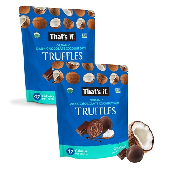 That's It Organic Dark Chocolate Coconut Truffles (20 Ounce) Non GMO - Gluten Free - Vegan *2Pack