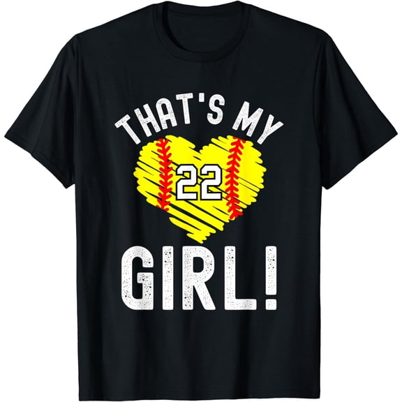 That's My Girl Vintage Number #22 Heart Softball Mom Dad T-Shirt