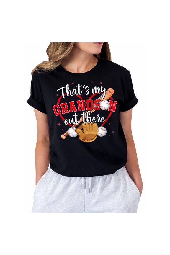 That's My Grandson Out There Baseball Grandma Mother's Day Womens T-Shirt