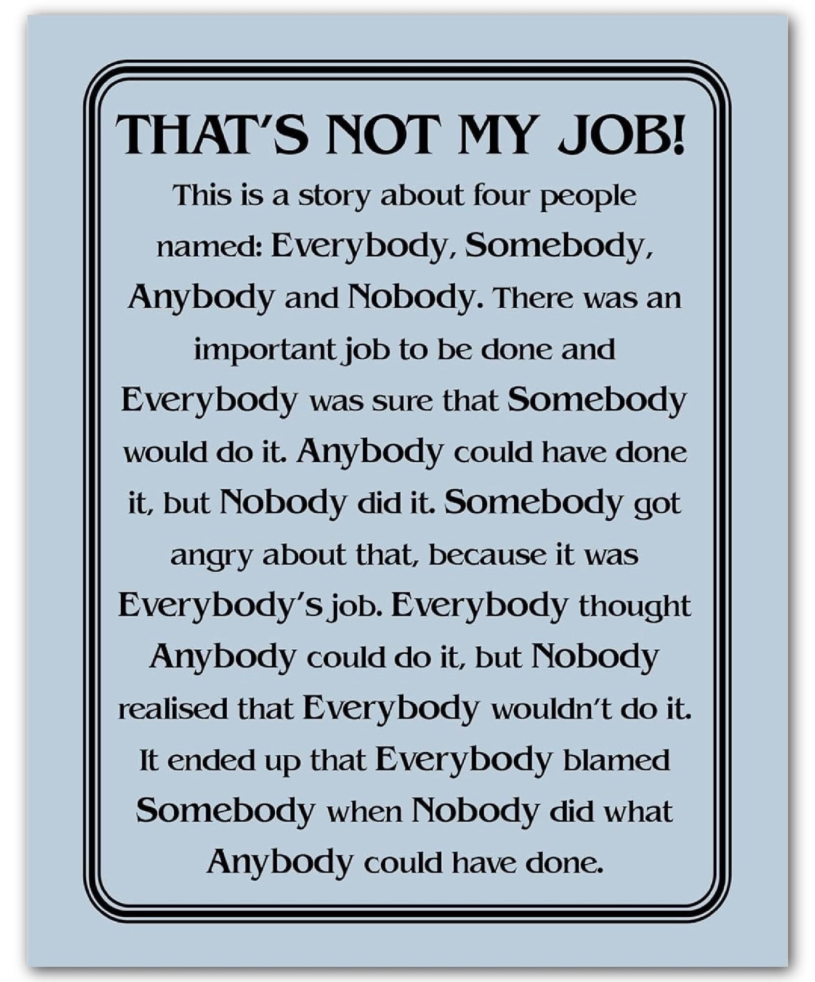 That's Not My Job - Motivational Wall Art Print, Sarcastic Typographic ...