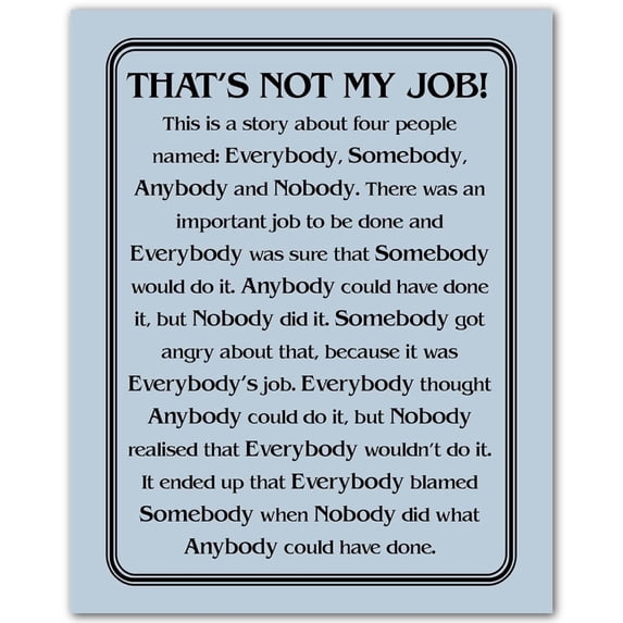 That's Not My Job - Motivational Wall Art Print, Sarcastic Typographic Wall Art Decor For Home, Office, Classroom and School Wall Decor poster
