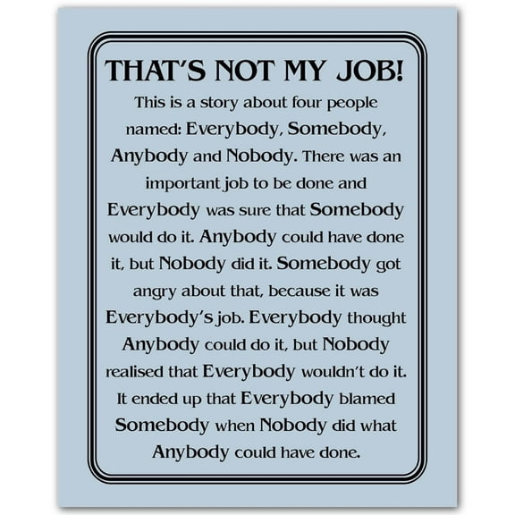 That's Not My Job - Motivational Wall Art Print, Sarcastic Typographic Wall Art Decor For Home, Office, Classroom and School Wall Decor poster