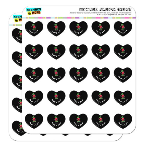 That's Rad Radical Radish Skateboard Funny Humor Heart Shaped Planner Calendar Scrapbook Craft Stickers