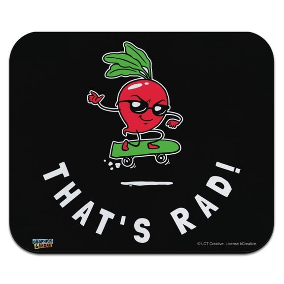 That's Rad Radical Radish Skateboard Funny Humor Low Profile Thin Mouse Pad Mousepad