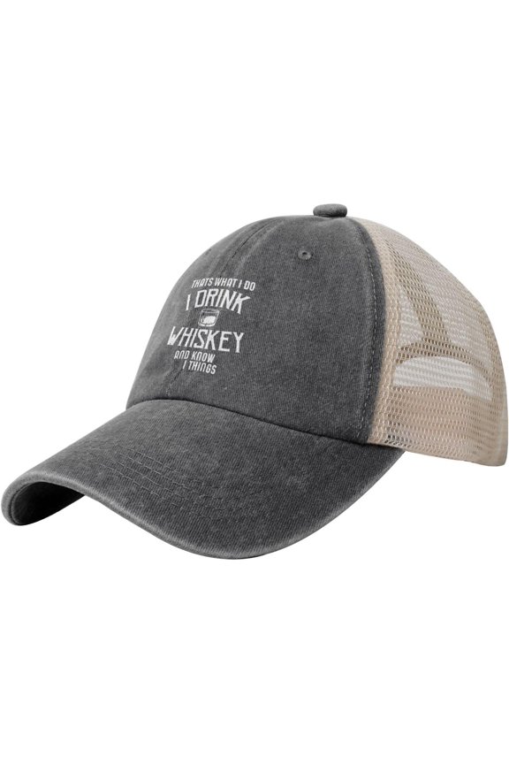 That's What I Do I Drink Scotch and I Know Things Vintage Mesh Hat Dad Hats Trendy Caps Black