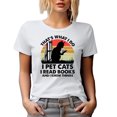 thumbnail image 1 of That's What I Do, I Pet Cats, I Read Books & I Know Things, Cat & Book Lover Quote, White T-Shirt, Small, 1 of 5