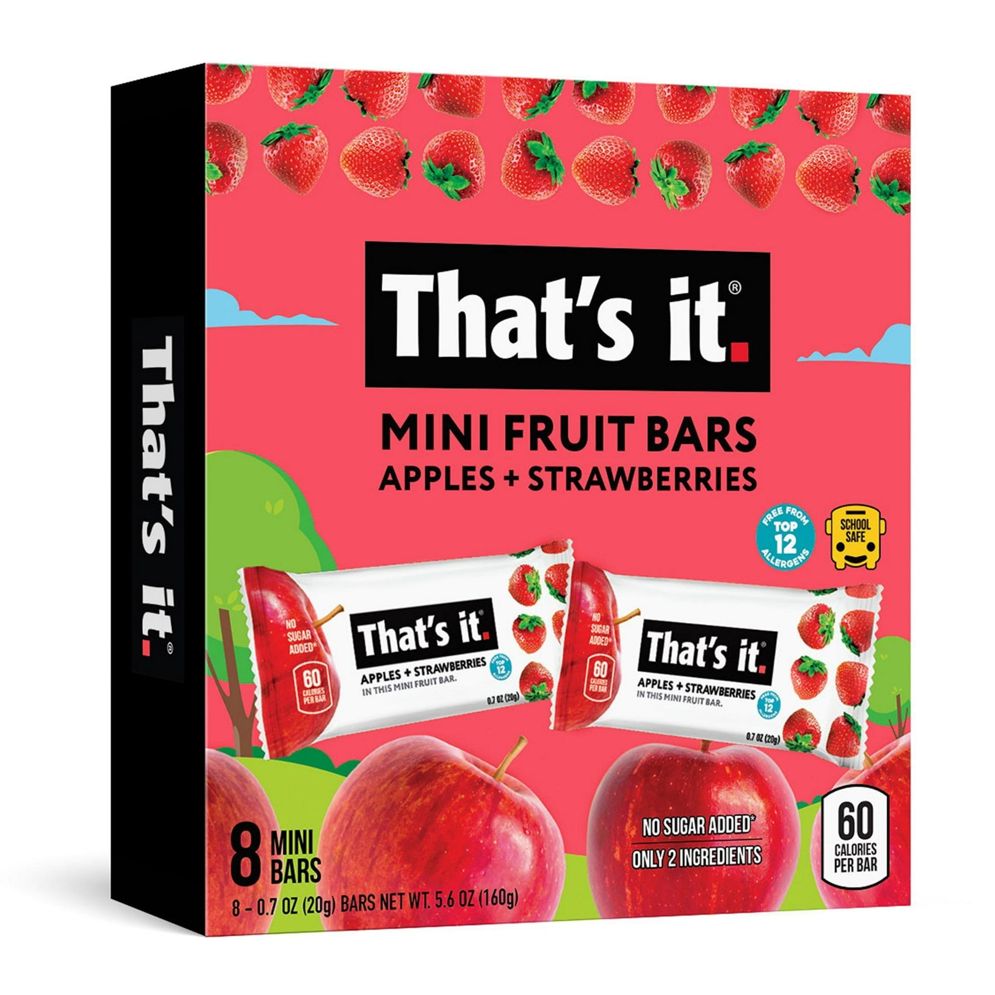 That's it. Gluten-Free Soft & Chewy Apple + Strawberry Ready-to-Eat Fruit Bars, 0.7oz, 8 Count Shelf Stable Box ( 2 Box )