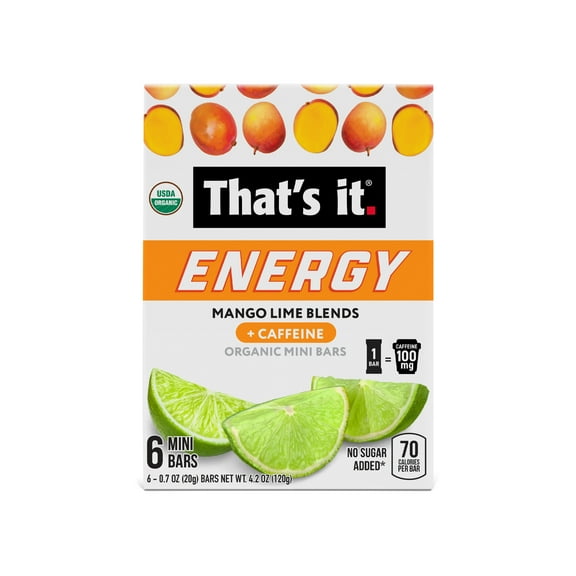 That's it. Gluten-Free Soft & Chewy Ready-to-Eat Mango Lime Blends Energy Fruit Bars, .7oz, 6 Count Shelf Stable Box