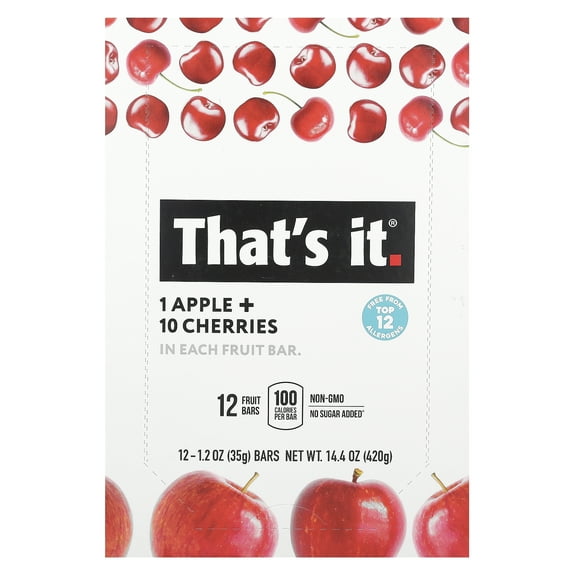 That's It, Fruit Bar Apple + Cherry, 12 Ct
