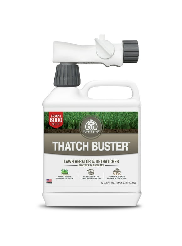 Thatch Buster by Turf Titan, Liquid Lawn Aerator, Dethatcher, and Soil Conditioner, 32 oz. with Easy-to-Use Sprayer, Covers 6000 sqft.