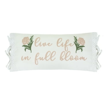 Thatch Home by Levtex Home - Fillipa - Quilted Decorative Pillow (12"x 24") - White, Pink, Green - Full Bloom