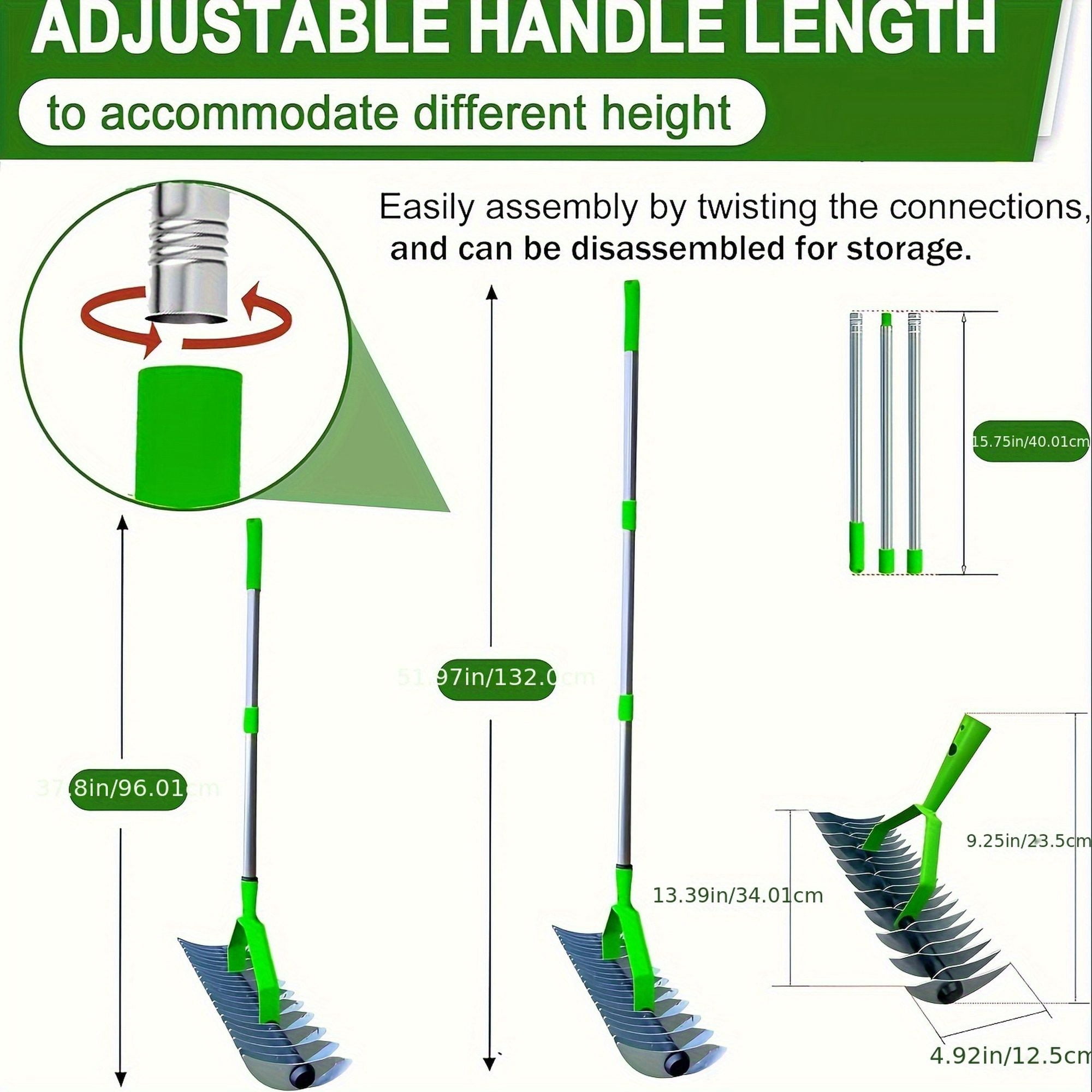 Thatch Rake, 12.8 in Wide Dethatcher Rake for Cleaning Dead Grass ...