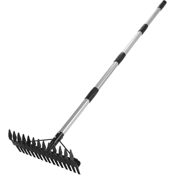 Thatch Rake - 63 Inch Dethatcher Rake with Upgraded Dual-Action Tines, Adjustable Efficient Garden Tool for Lawns Dead Grass
