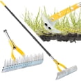 thumbnail image 1 of Thatch Rake for Lawn with 74inch Handle, 15 inch Dethatcher Rake for Grass to Cleaning Dead Grass, Efficient Steel Metal Rake for Dethatching, Heavy Duty Thatching Rakes for Garden, Yard, 1 of 8