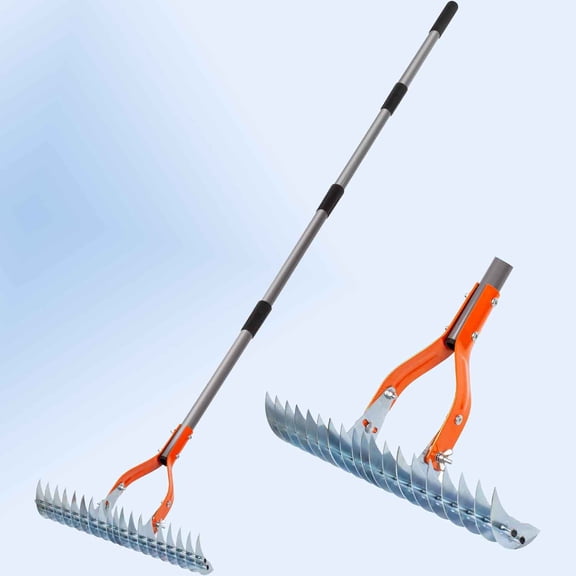 Thatch Rake, Lawn Thatching Rake, Robust Dethatcher Rake, Efficient Steel Metal Rake with Handle, Versatile Grass Grooming Rake for Cleaning Dead Grass, Yard Garden Durable Soil Rake
