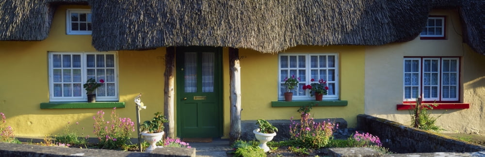 Thatched Cottage Adare Co Limerick Ireland Canvas Art - The Irish Image Collection Design Pics (34 x 11)