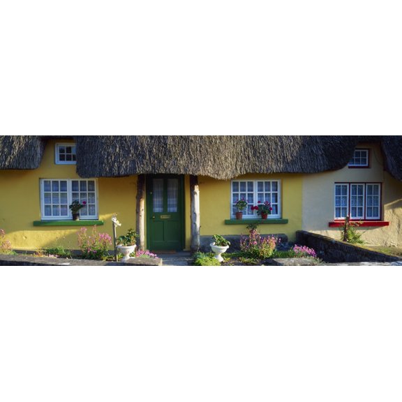 Thatched Cottage Adare Co Limerick Ireland Canvas Art - The Irish Image Collection Design Pics (34 x 11)