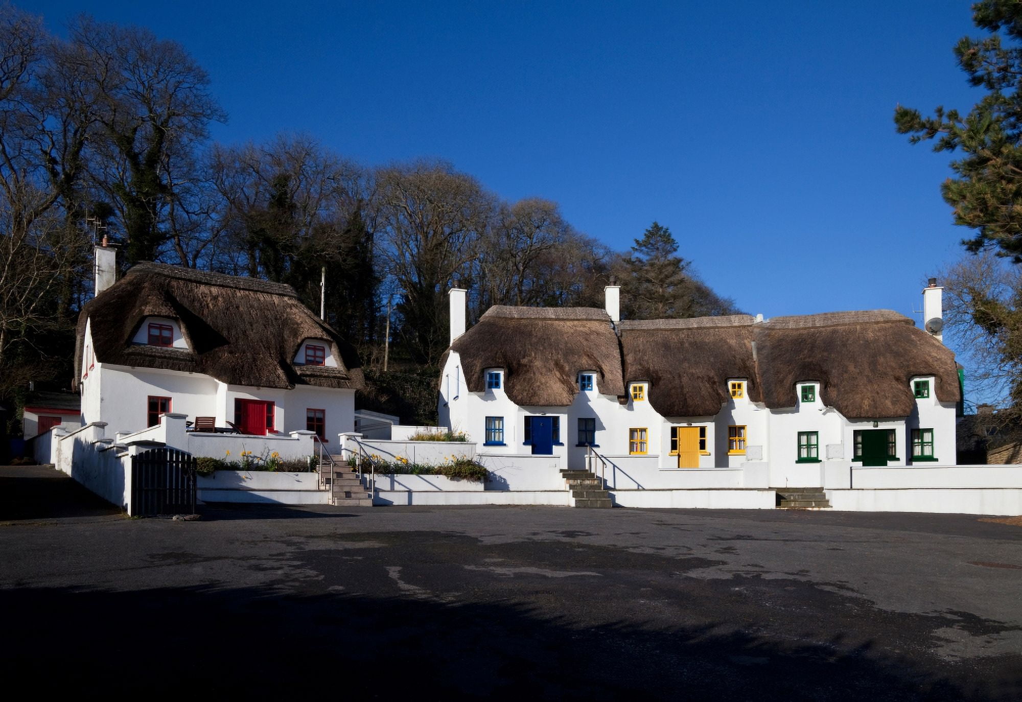 Thatched Cottages near Dunmore Strand County Waterford Ireland Canvas Art - Panoramic Images (24 x 18)