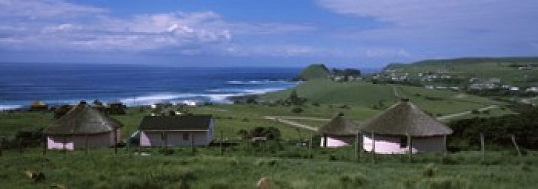 Thatched Rondawel huts Hole in the Wall Coffee Bay Transkei Wild Coast Eastern Cape Province Republic of South Africa Canvas Art - Panoramic Images (18 x 7)
