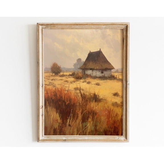 Thatched Roof Cottage Vintage Print, Farmhouse Art, Rustic Wall Art, English Countryside Art, Vintage Decor Wall Art, Modern Wall Decor, 8x12 UNFRAMED