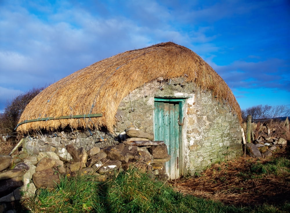 Thatched Shed St Johns Point Co Donegal Ireland Canvas Art - The Irish Image Collection Design Pics (18 x 13)