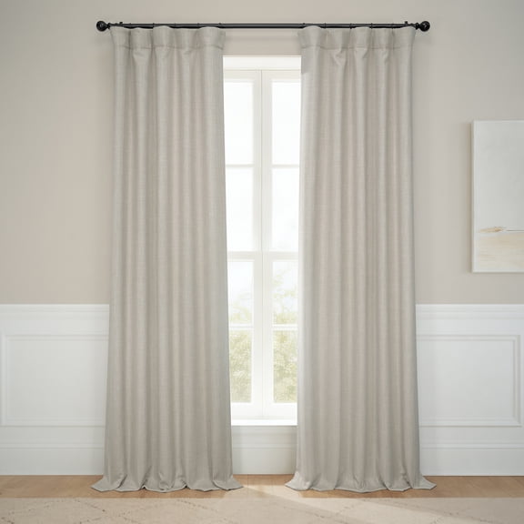 Thatched Tan Faux Linen Room Darkening Curtain (1 Panel), Thatched Tan, 50W X 108L