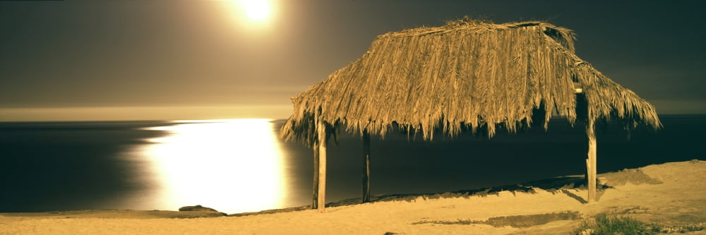 Thatched roof on the beach Windansea Beach La Jolla San Diego San Diego County California USA Canvas Art - Panoramic Images (27 x 9)