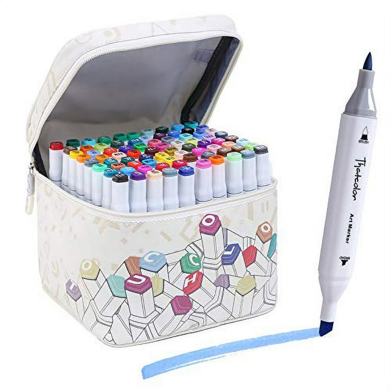 Thatcolor 80 Colors Alcohol Brush Markers with Storage Zipper Bag