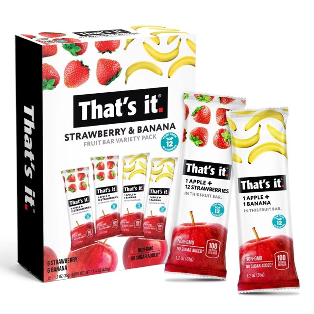 Thats It Strawberry and Banana Fruit Bars Variety Pack, 1.2 Ounce (Pack