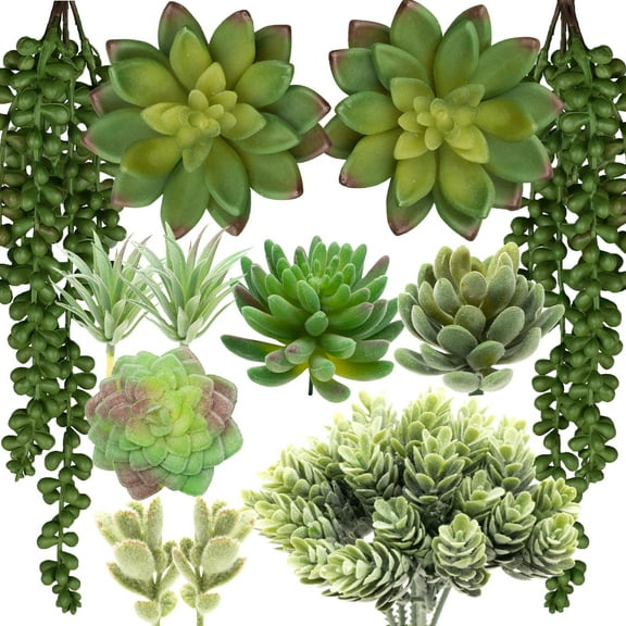 Thatswut - 12 Pack Bulk Large Assorted Realistic Artificial Faux Succulents Aloe Plants Realistic Fake Succulent Plants