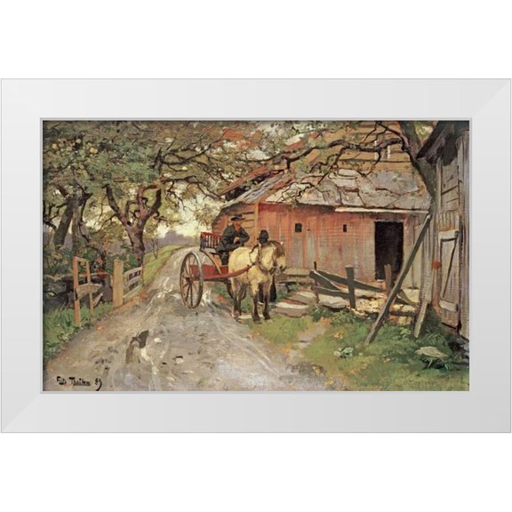 Thaulow, Fritz 14x10 White Modern Wood Framed Museum Art Print Titled - Friendly Gossips