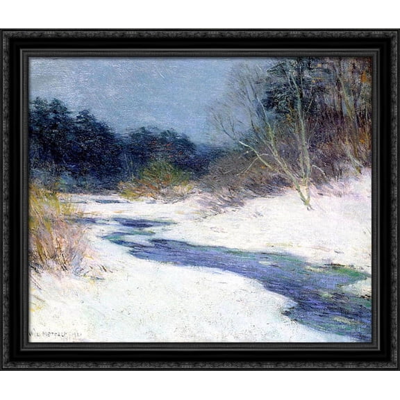 Thawing Brook 32x28 Large Black Ornate Wood Framed Canvas Art by Willard Metcalf