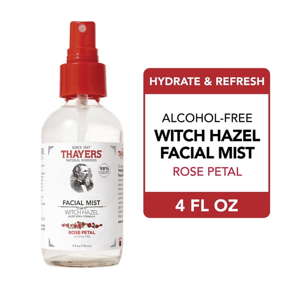 Thayers Alcohol-Free Rose Petal Witch Hazel Facial Mist for Dry Skin, 4 fl oz