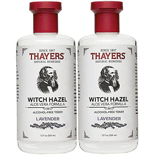 Thayers Alcohol-Free Witch Hazel with Organic Aloe Vera Formula Toner, Lavender 12 oz (Pack of 2)